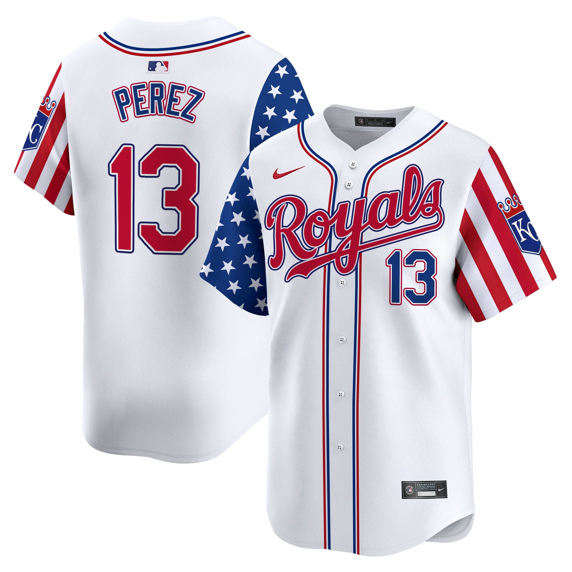 Kansas City Royals 2024 Independence Day Vapor Premier Limited Jersey - All Stitched - Men, Salvador Pérez