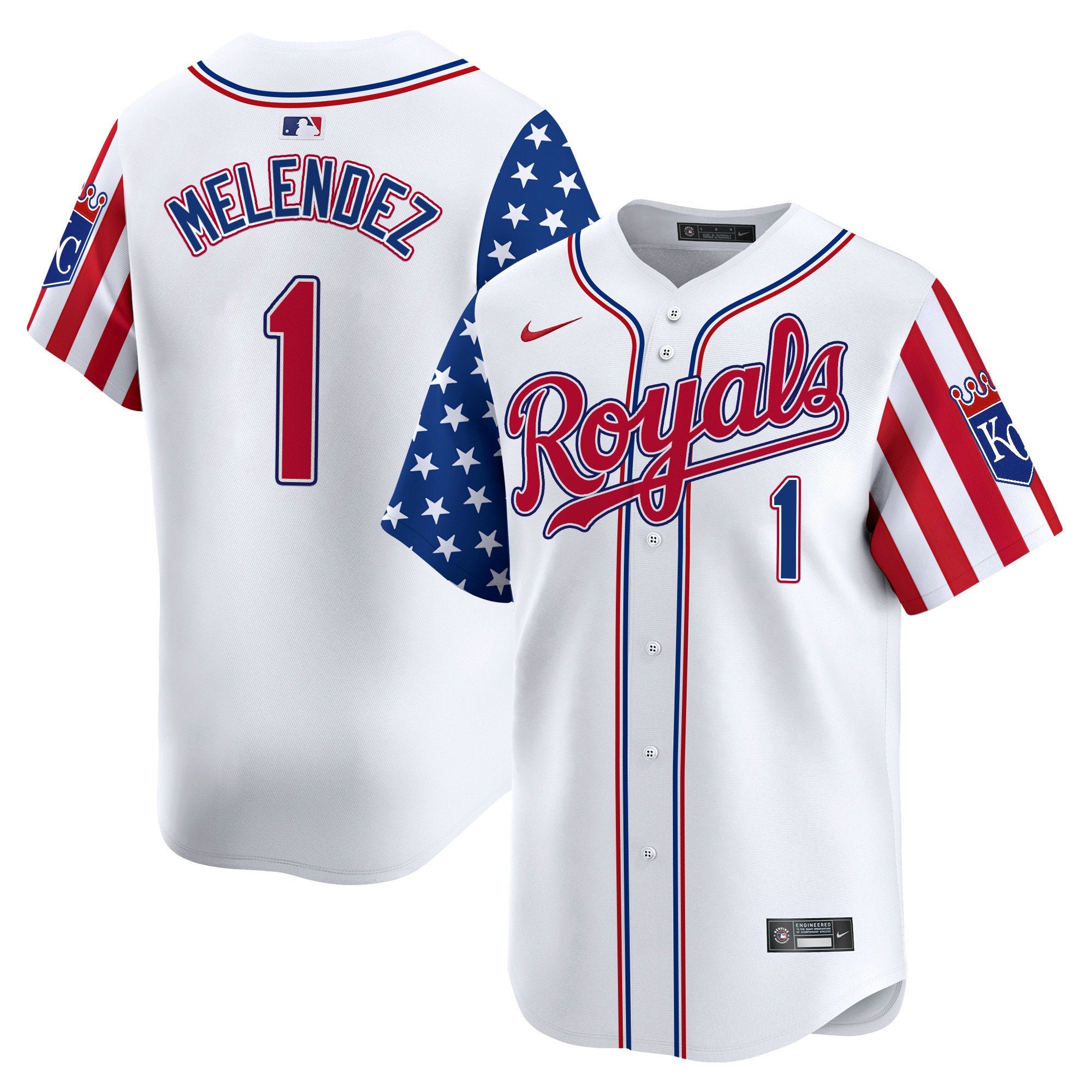 Kansas City Royals 2024 Independence Day Vapor Premier Limited Jersey - All Stitched - Men, MJ Melendez