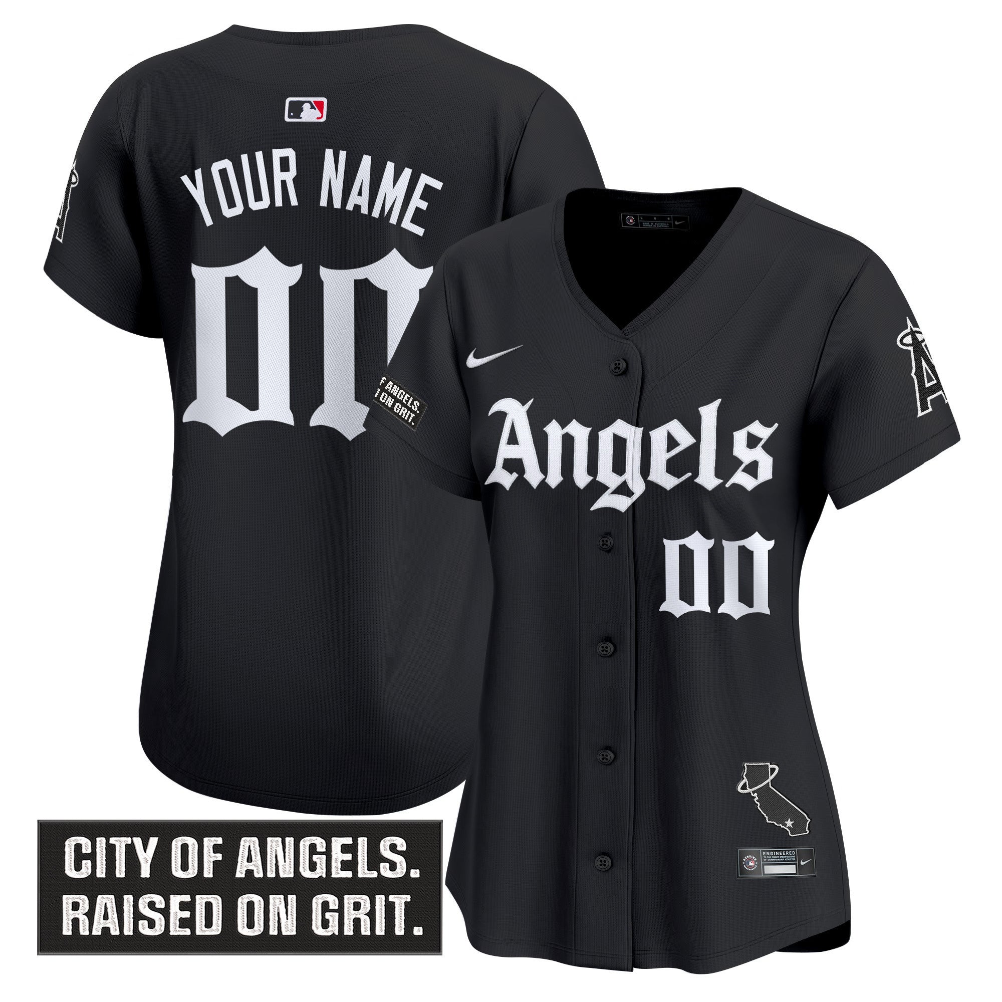 Los Angeles Angels 'Gothic Halo Edition' Vapor Premier Limited Custom Jersey - All Stitched - Women, Black