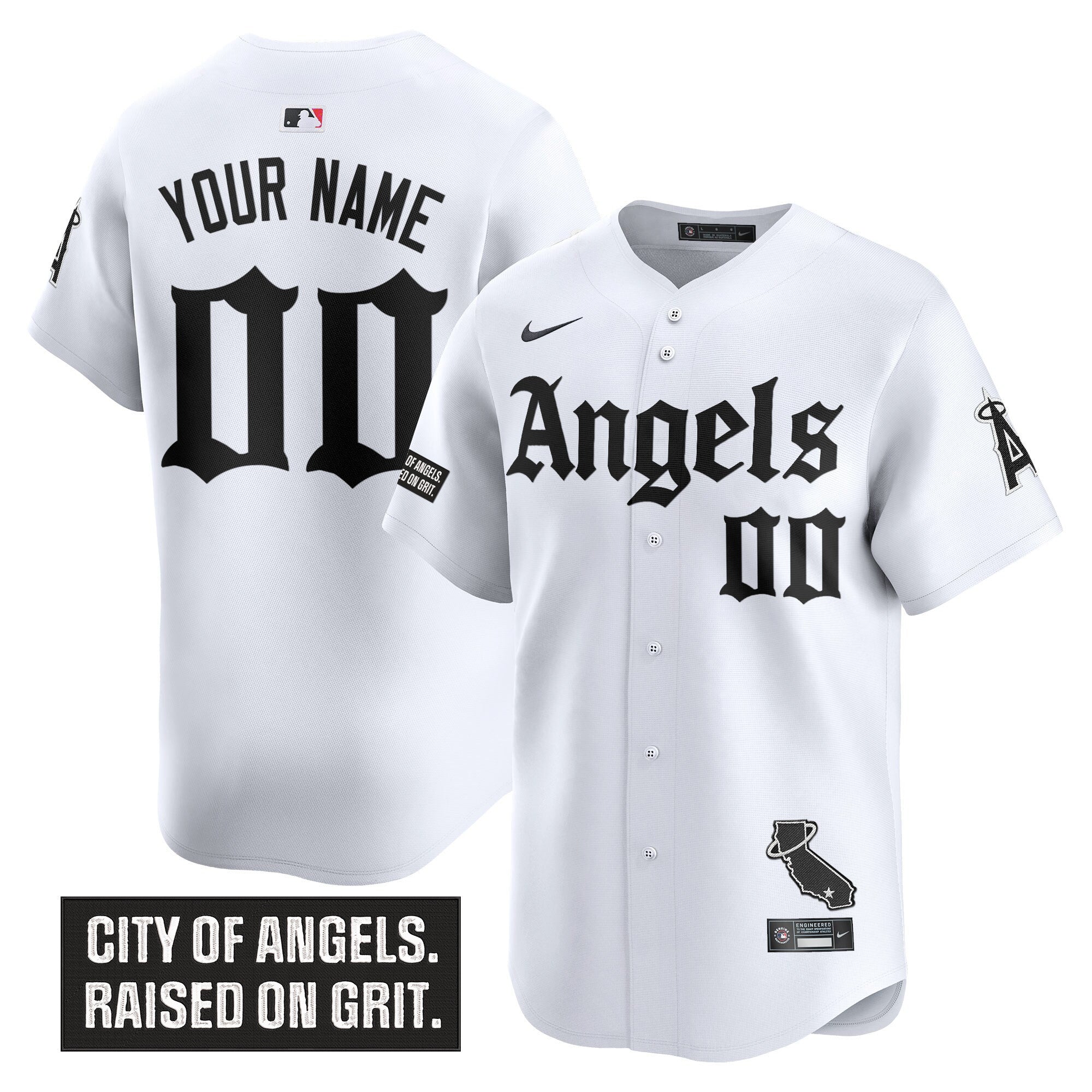Los Angeles Angels 'Gothic Halo Edition' Vapor Premier Limited Custom Jersey - All Stitched - Men, White