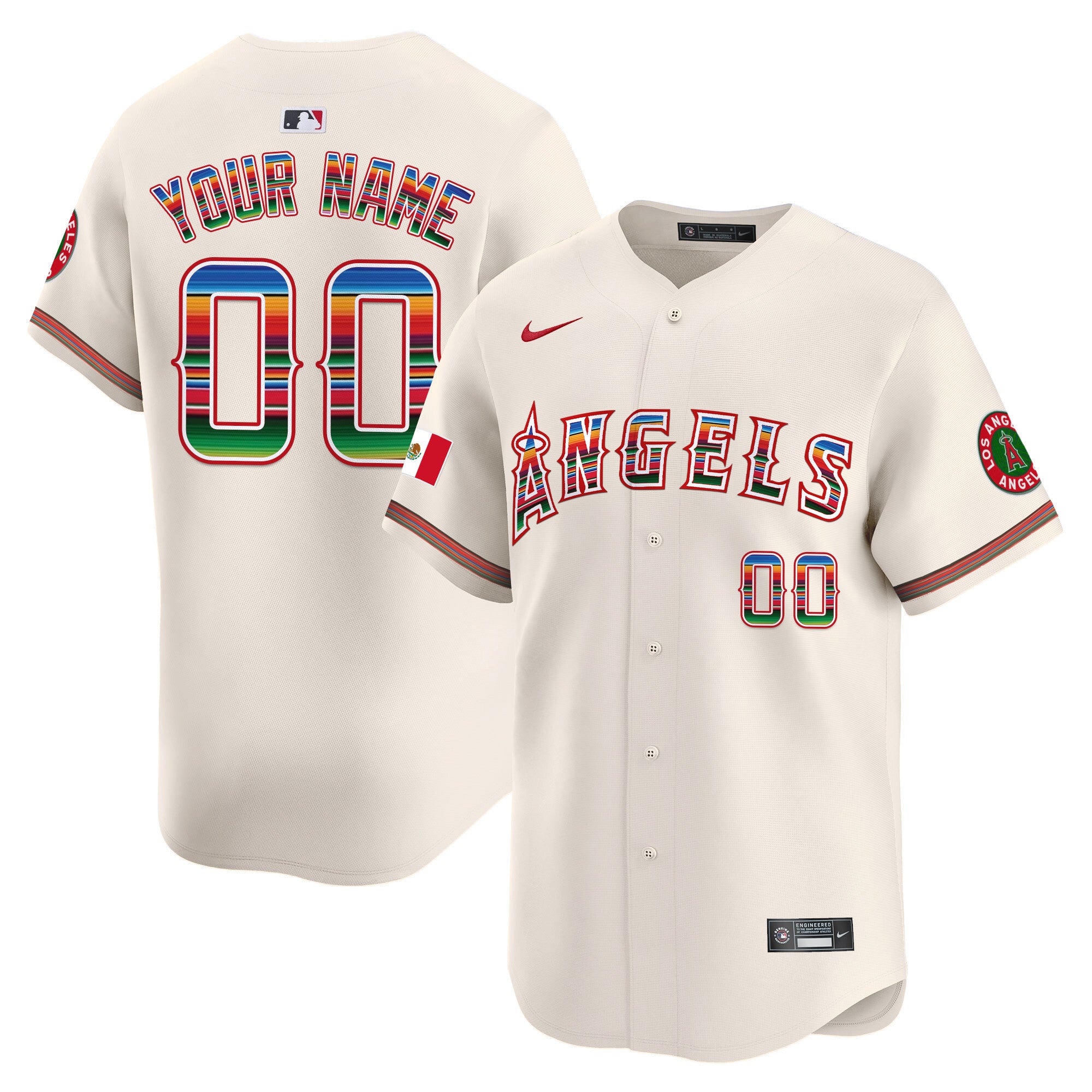 Los Angeles Angels Mexico Vapor Premier Limited Custom Jersey - All Stitched - Youth, Cream