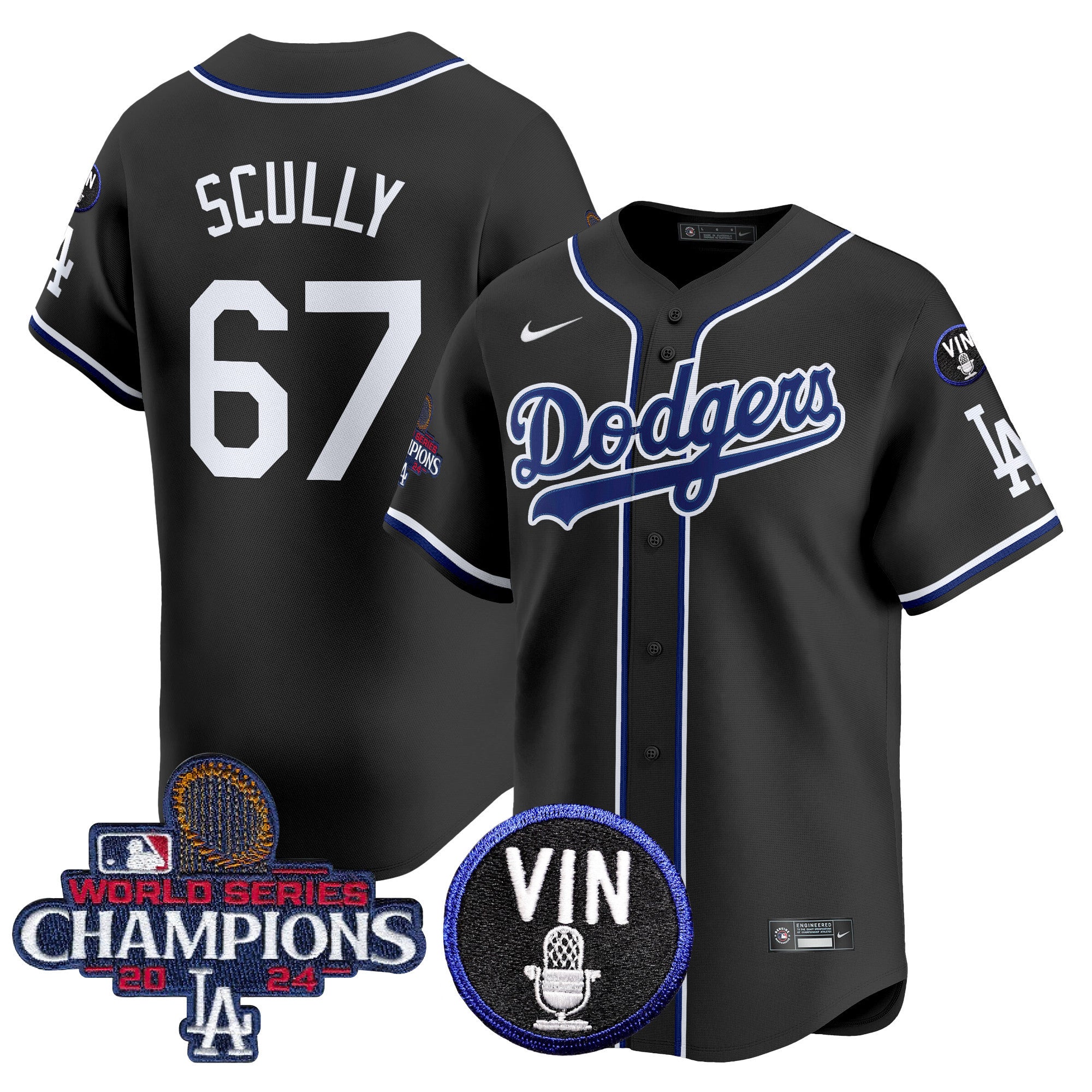 Los Angeles Dodgers 2025 Lights Out Vapor Premier Limited Jersey - All Stitched - Men, Vin Scully