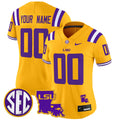 LSU Tigers 2024 Louisiana Patch Vapor Limited Custom Jersey - All Stitched - Women, Gold