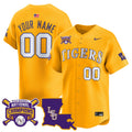 LSU Tigers 2025 College World Series Champions Vapor Premier Limited Custom Jersey - All Stitched - Men, Gold