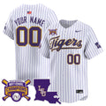 LSU Tigers 2025 College World Series Champions Vapor Premier Limited Custom Jersey - All Stitched - Youth, Pinstripe
