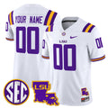 LSU Tigers 2025 Louisiana Patch Vapor Limited Custom Jersey - All Stitched - Men, White
