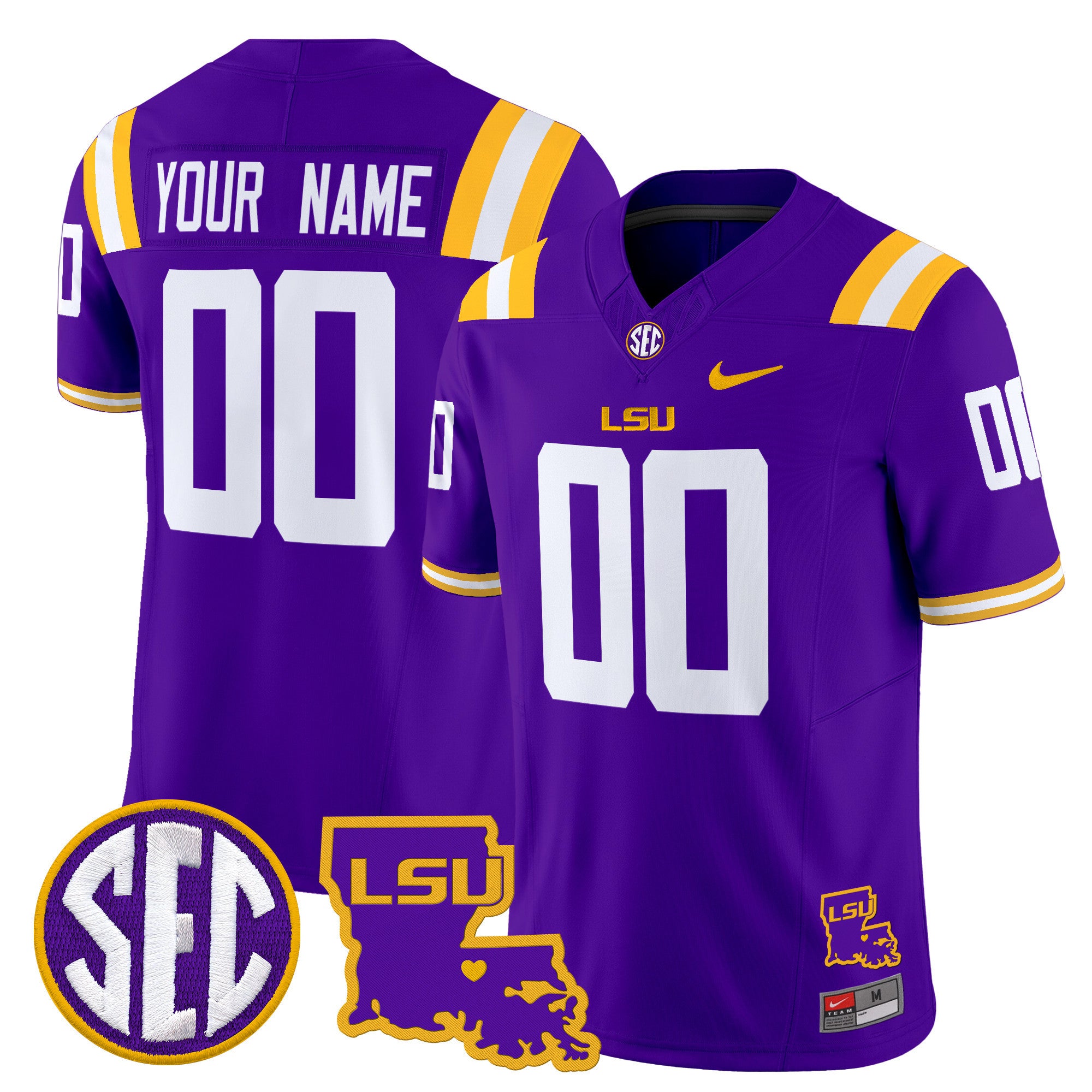 LSU Tigers 2025 Louisiana Patch Vapor Limited Custom Jersey - All Stitched - Men, Purple