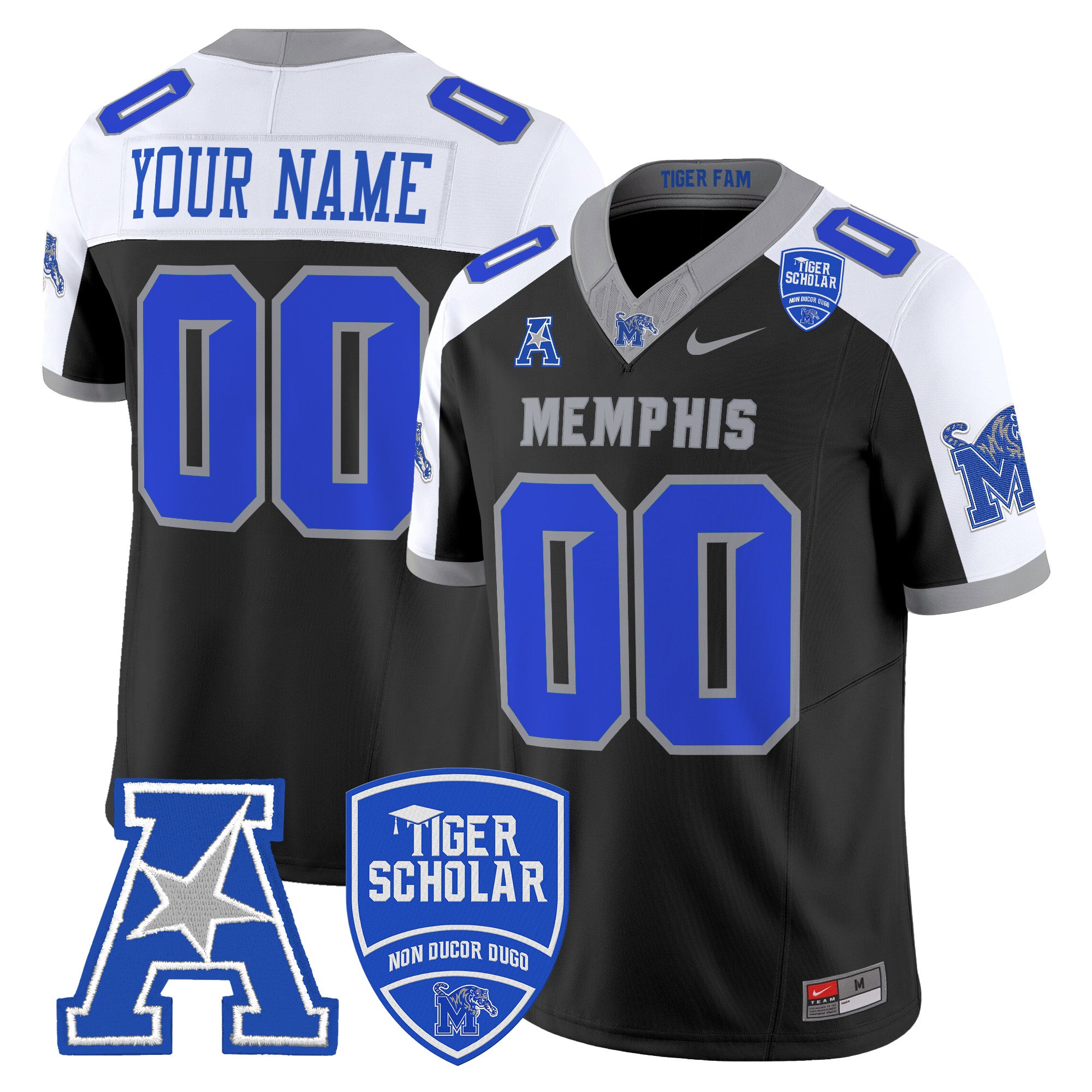 Memphis Tigers 2024 Vapor Limited Custom Jersey - All Stitched - Men, Black Alternate