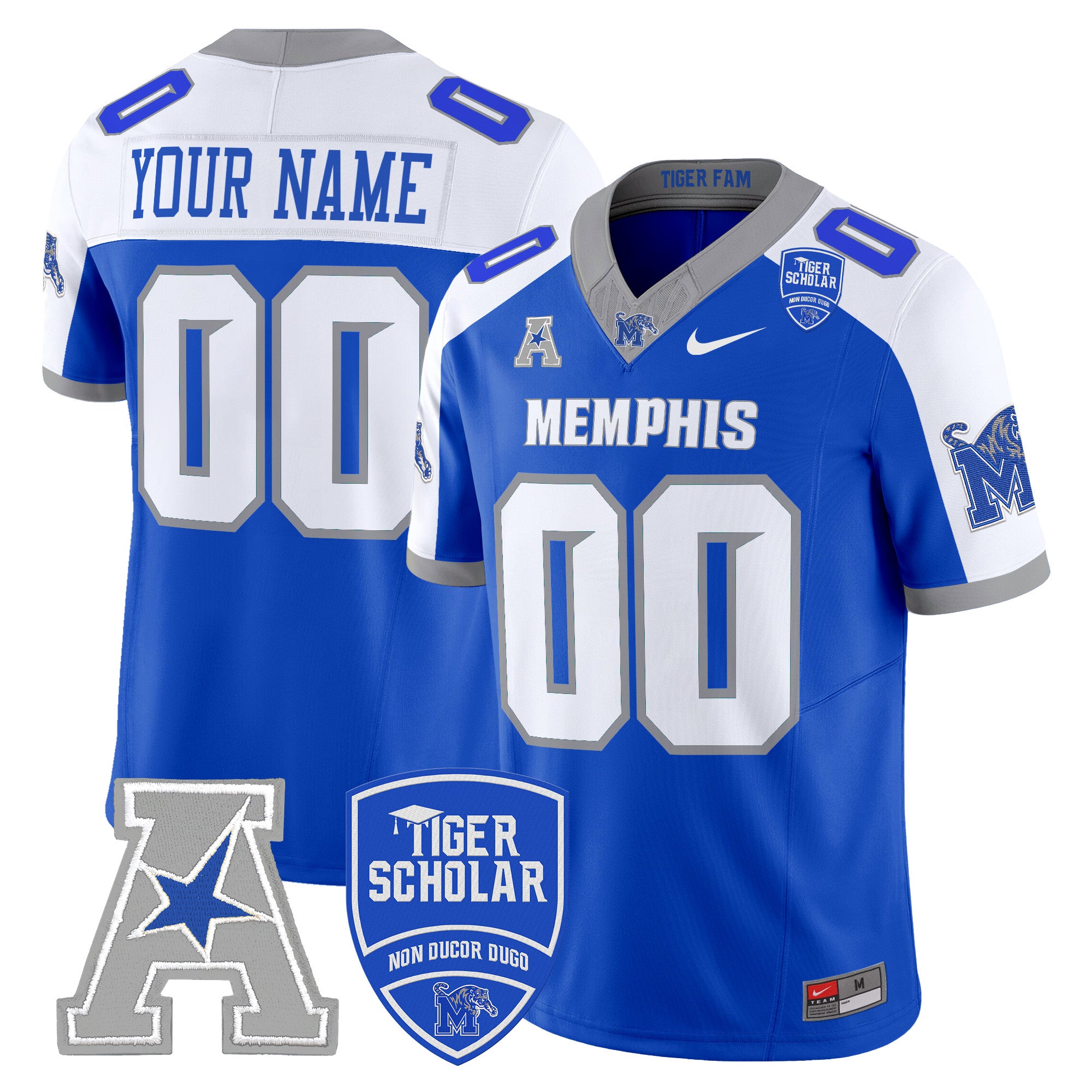 Memphis Tigers 2024 Vapor Limited Custom Jersey - All Stitched - Men, Royal Alternate