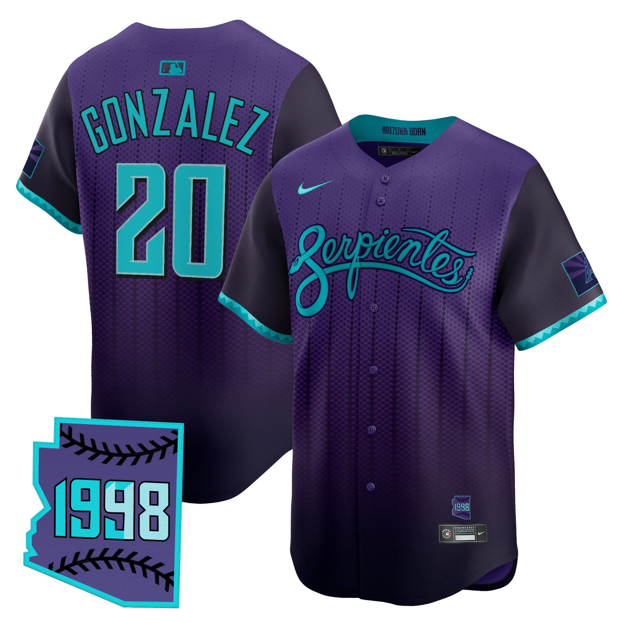 Men's Arizona Diamondbacks 2025 City Connect Vapor Premier Limited Jersey V2 - Stitched - Purple, Luis Gonzalez