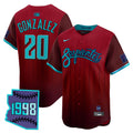 Men's Arizona Diamondbacks 2025 City Connect Vapor Premier Limited Jersey V2 - Stitched - Red, Luis Gonzalez