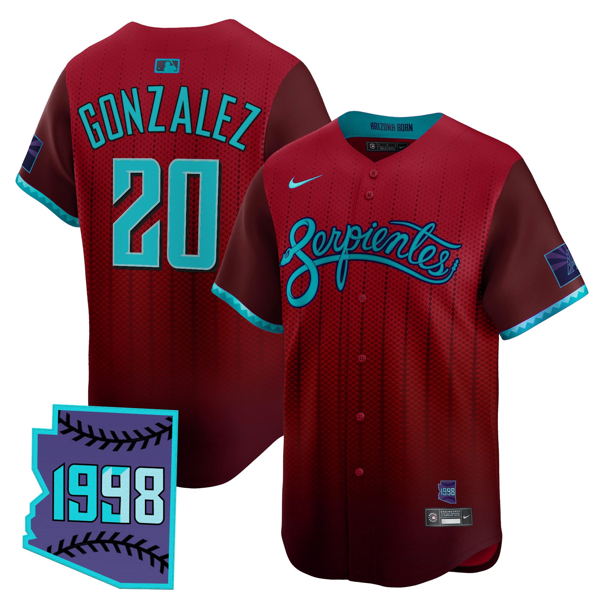Men's Arizona Diamondbacks 2025 City Connect Vapor Premier Limited Jersey V2 - Stitched - Red, Luis Gonzalez