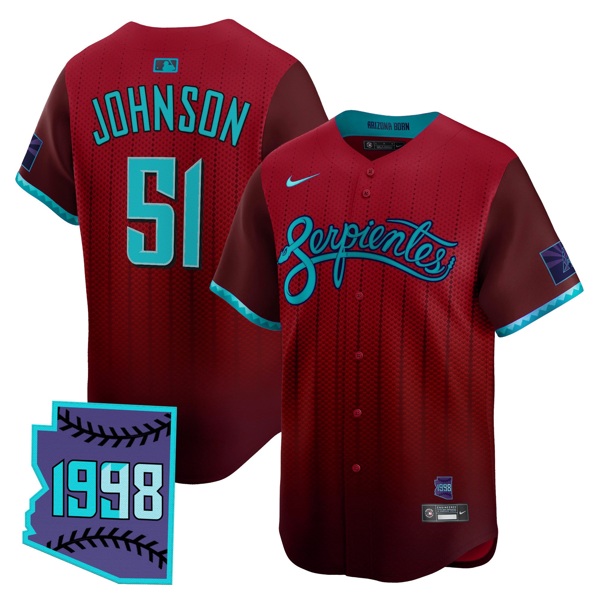 Men's Arizona Diamondbacks 2025 City Connect Vapor Premier Limited Jersey V2 - Stitched - Red, Randy Johnson