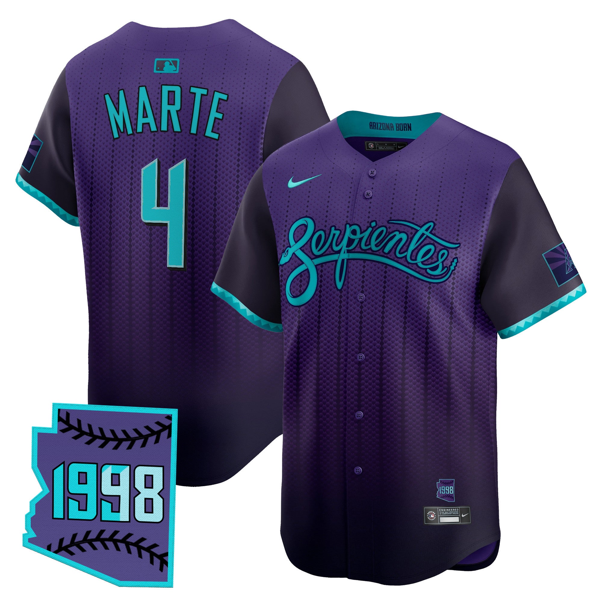 Men's Arizona Diamondbacks 2025 City Connect Vapor Premier Limited Jersey V2 - Stitched - Purple, Ketel Marte