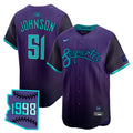 Men's Arizona Diamondbacks 2025 City Connect Vapor Premier Limited Jersey V2 - Stitched - Purple, Randy Johnson