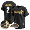 Men's Astros 1999 Throwback 35th & Astrodome Patch Vapor Premier Limited Jersey V2 - All Stitched - Black Gold, Alex Bregman