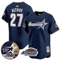 Men's Astros 1999 Throwback 35th & Astrodome Patch Vapor Premier Limited Jersey V2 - All Stitched - Navy, José Altuve