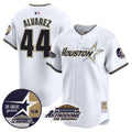 Men's Astros 1999 Throwback 35th & Astrodome Patch Vapor Premier Limited Jersey V2 - All Stitched - White, Yordan Álvarez