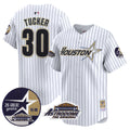 Men's Astros 1999 Throwback 35th & Astrodome Patch Vapor Premier Limited Jersey V2 - All Stitched - Pinstripe, Kyle Tucker