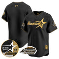 Men's Astros 1999 Throwback 35th & Astrodome Patch Vapor Premier Limited Jersey V2 - All Stitched - Black Gold, Team