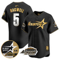 Men's Astros 1999 Throwback 35th & Astrodome Patch Vapor Premier Limited Jersey V2 - All Stitched - Black Gold, Jeff Bagwell