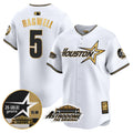 Men's Astros 1999 Throwback 35th & Astrodome Patch Vapor Premier Limited Jersey V2 - All Stitched - White Gold, Jeff Bagwell