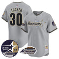 Men's Astros 1999 Throwback 35th & Astrodome Patch Vapor Premier Limited Jersey V2 - All Stitched - Gray, Kyle Tucker