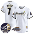 Men's Astros 1999 Throwback 35th & Astrodome Patch Vapor Premier Limited Jersey V2 - All Stitched - White, Craig Biggio