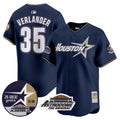 Men's Astros 1999 Throwback 35th & Astrodome Patch Vapor Premier Limited Jersey V2 - All Stitched - Navy, Justin Verlander