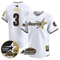 Men's Astros 1999 Throwback 35th & Astrodome Patch Vapor Premier Limited Jersey V2 - All Stitched - White Gold, Jeremy Pena
