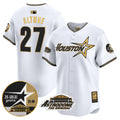 Men's Astros 1999 Throwback 35th & Astrodome Patch Vapor Premier Limited Jersey V2 - All Stitched - White Gold, José Altuve
