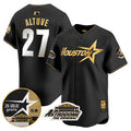 Men's Astros 1999 Throwback 35th & Astrodome Patch Vapor Premier Limited Jersey V2 - All Stitched - Black Gold, José Altuve