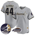 Men's Astros 1999 Throwback 35th & Astrodome Patch Vapor Premier Limited Jersey V2 - All Stitched - Gray, Yordan Álvarez