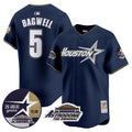 Men's Astros 1999 Throwback 35th & Astrodome Patch Vapor Premier Limited Jersey V2 - All Stitched - Navy, Jeff Bagwell