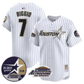 Men's Astros 1999 Throwback 35th & Astrodome Patch Vapor Premier Limited Jersey V2 - All Stitched - Pinstripe, Craig Biggio