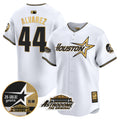 Men's Astros 1999 Throwback 35th & Astrodome Patch Vapor Premier Limited Jersey V2 - All Stitched - White Gold, Yordan Álvarez