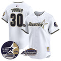 Men's Astros 1999 Throwback 35th & Astrodome Patch Vapor Premier Limited Jersey V2 - All Stitched - White, Kyle Tucker