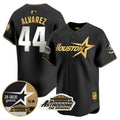 Men's Astros 1999 Throwback 35th & Astrodome Patch Vapor Premier Limited Jersey V2 - All Stitched - Black Gold, Yordan Álvarez
