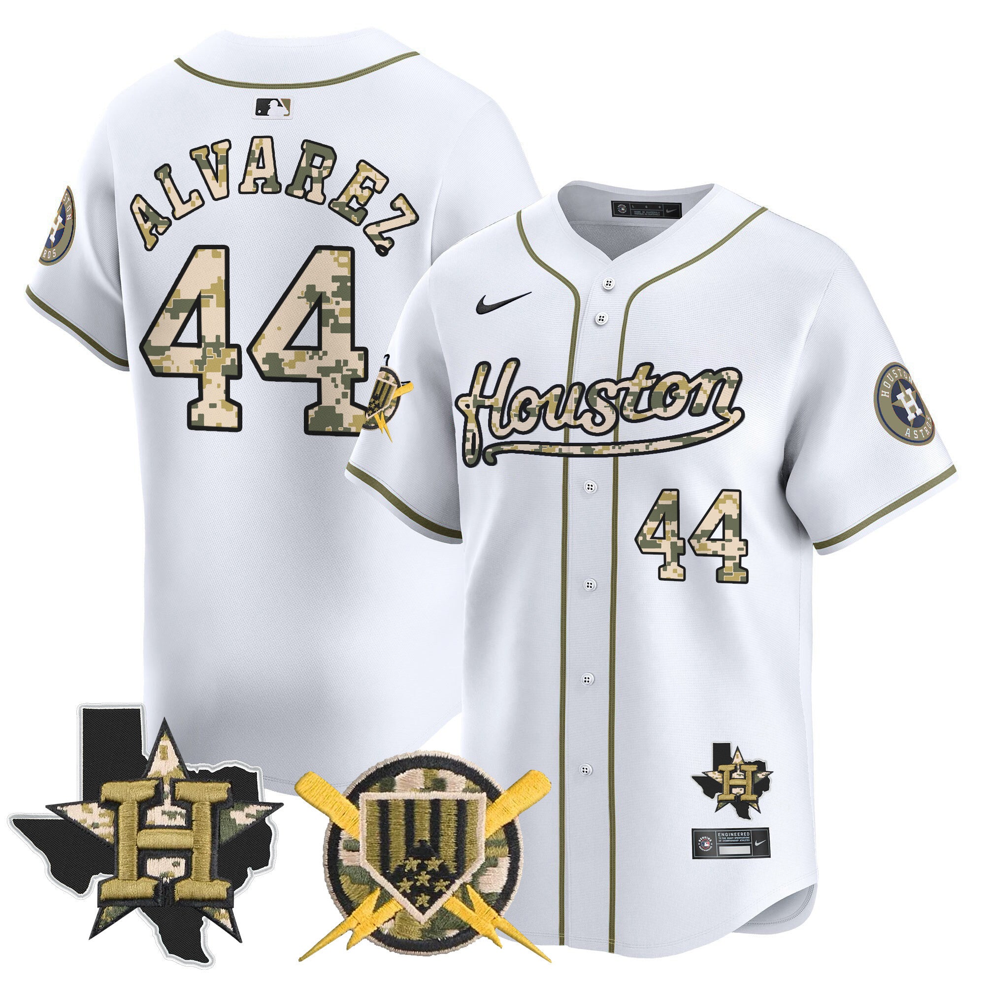 Men's Astros Armed Forces Day Vapor Premier Limited Jersey - All Stitched - Home, Yordan Álvarez