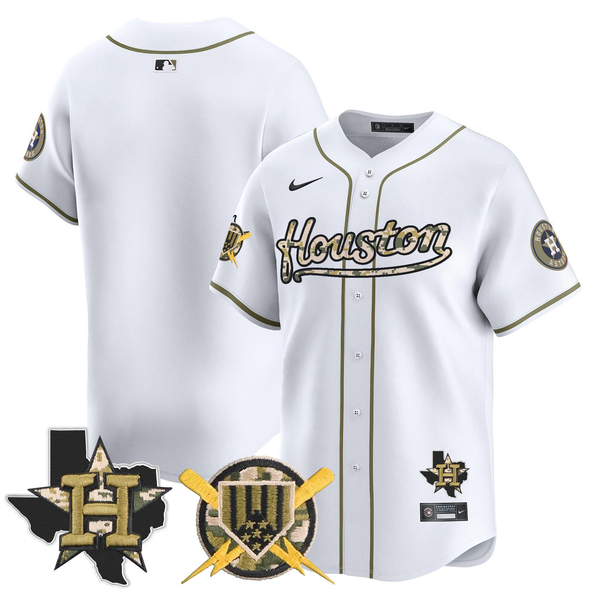 Men's Astros Armed Forces Day Vapor Premier Limited Jersey - All Stitched - Home, Team