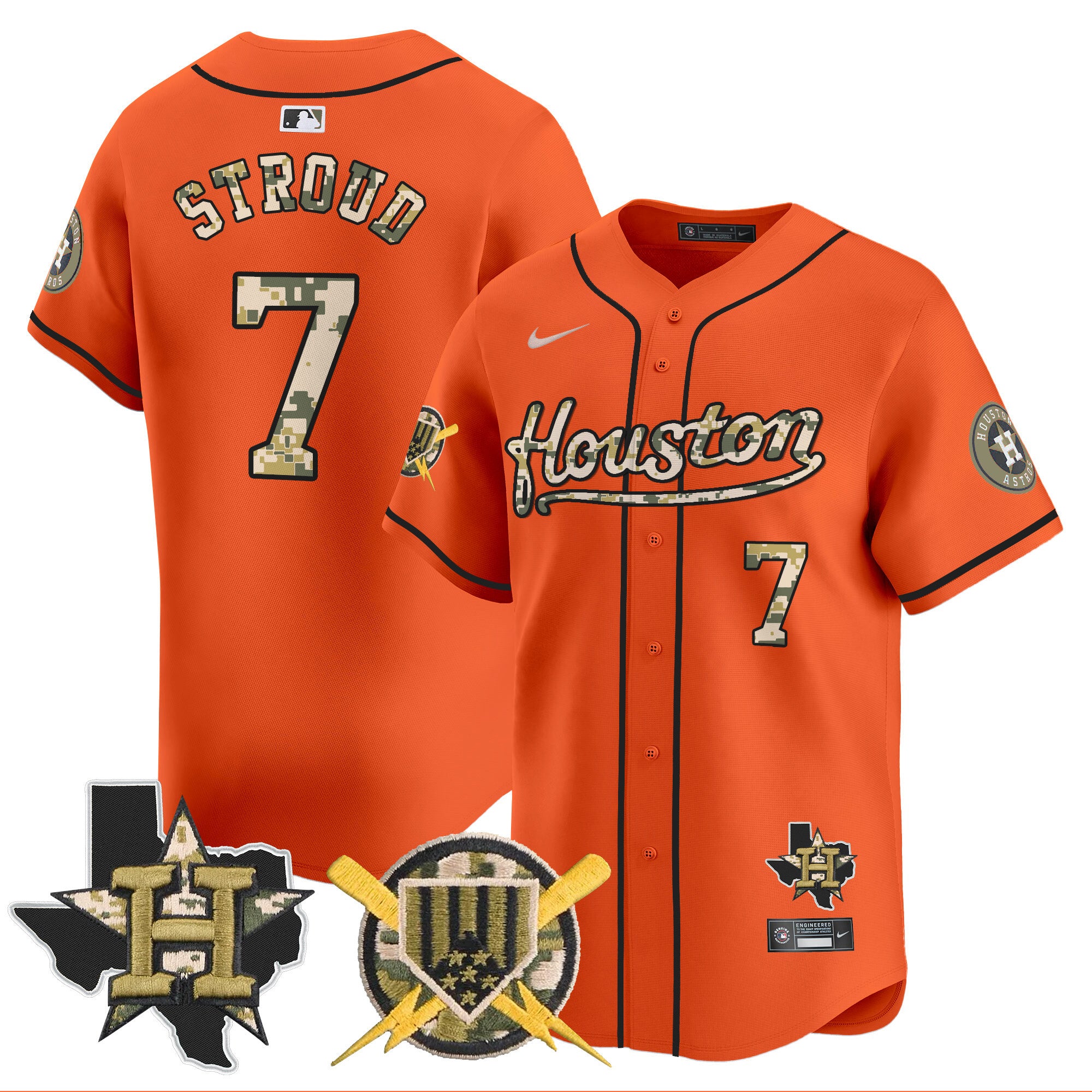 Men's Astros Armed Forces Day Vapor Premier Limited Jersey - All Stitched - Orange, CJ Stroud