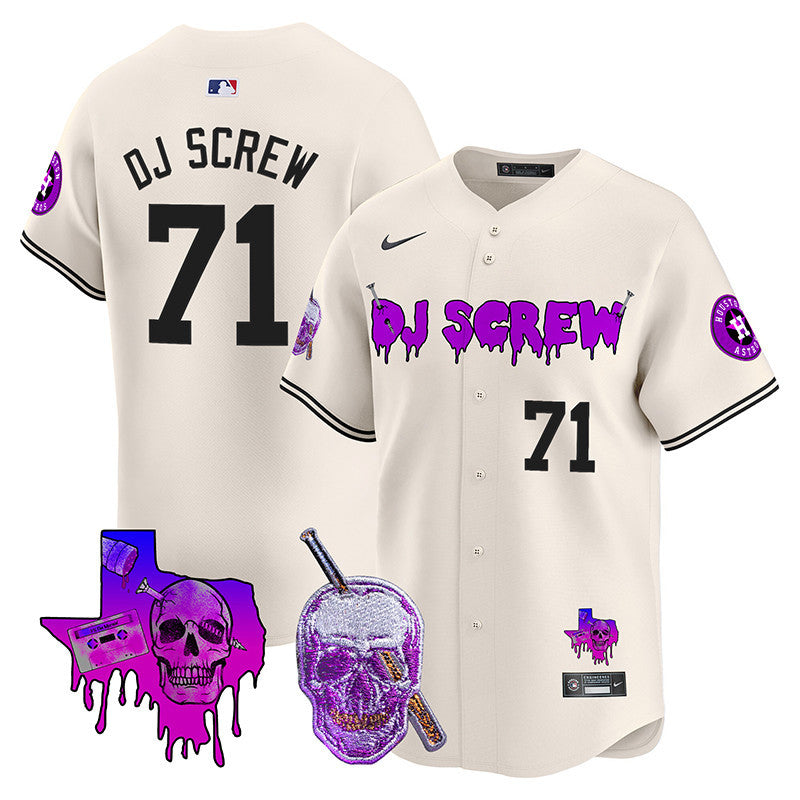 Men's Astros DJ Screw 2024 Vapor Premier Limited Jersey - All Stitched - Cream, Screw 1971