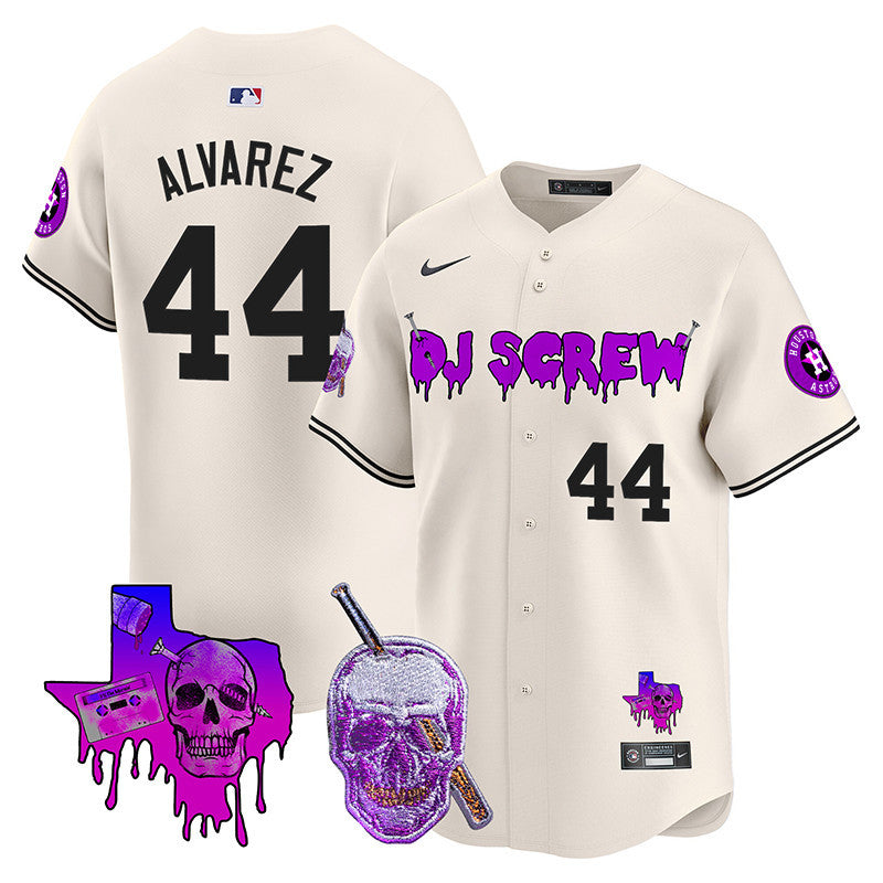 Men's Astros DJ Screw 2024 Vapor Premier Limited Jersey - All Stitched - Cream, Yordan Álvarez
