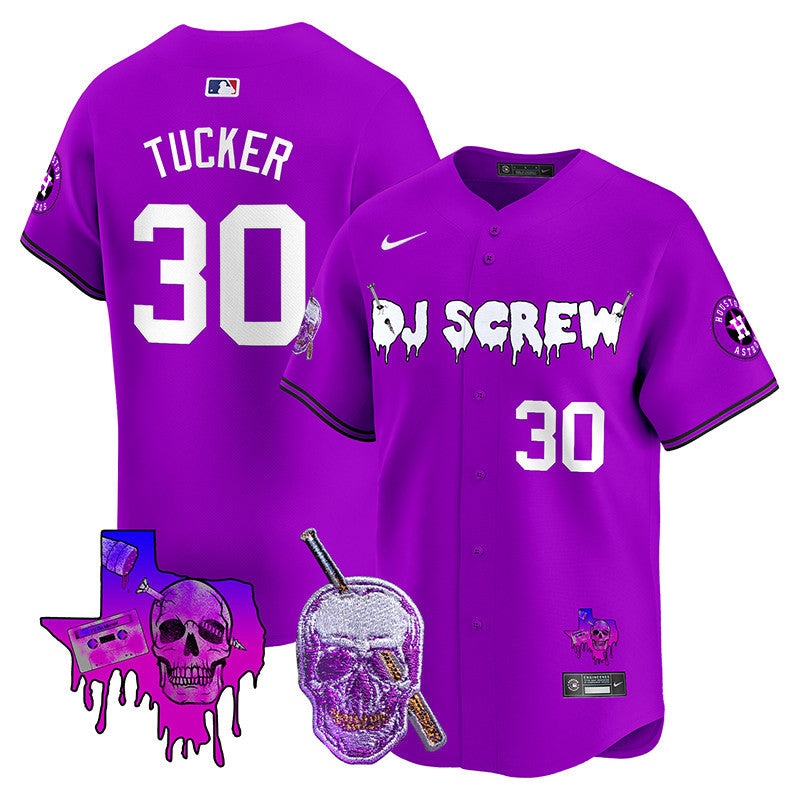 Men's Astros DJ Screw 2024 Vapor Premier Limited Jersey - All Stitched - Purple, Kyle Tucker