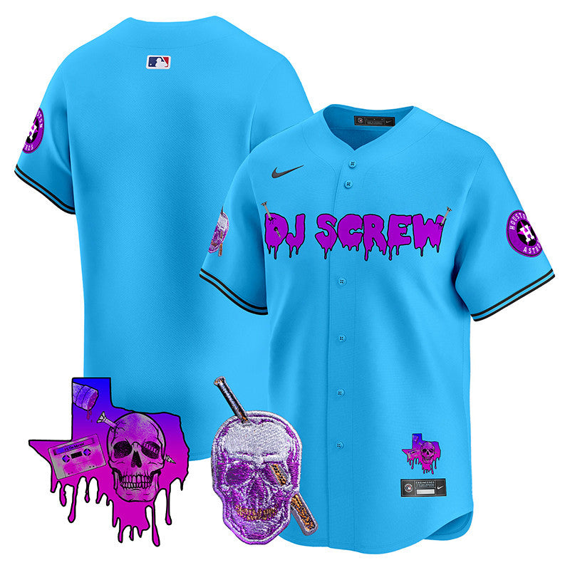 Men's Astros DJ Screw 2024 Vapor Premier Limited Jersey - All Stitched - Light Blue, Team