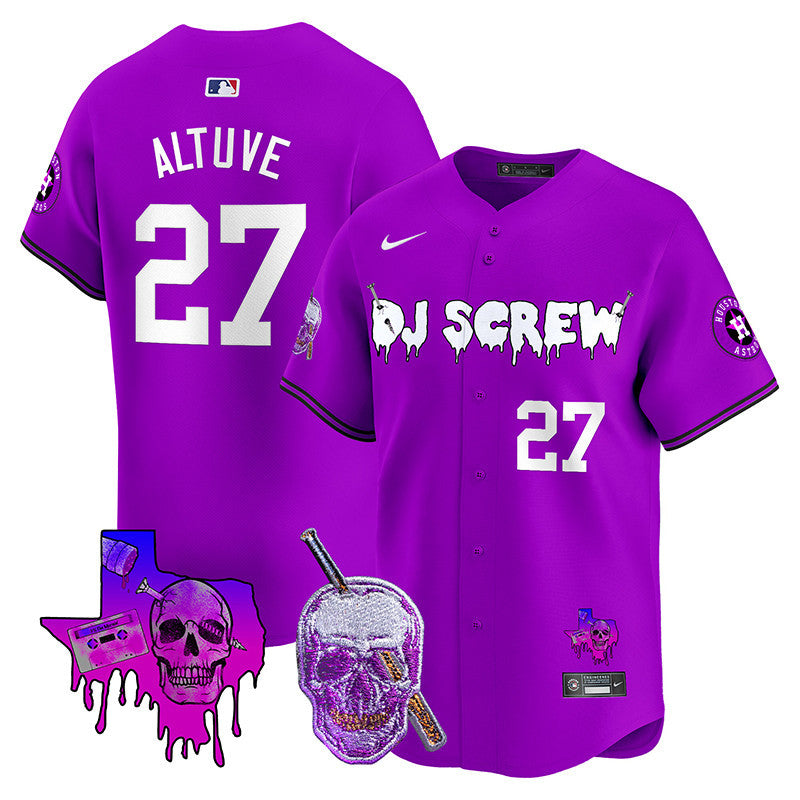 Men's Astros DJ Screw 2024 Vapor Premier Limited Jersey - All Stitched - Purple, José Altuve