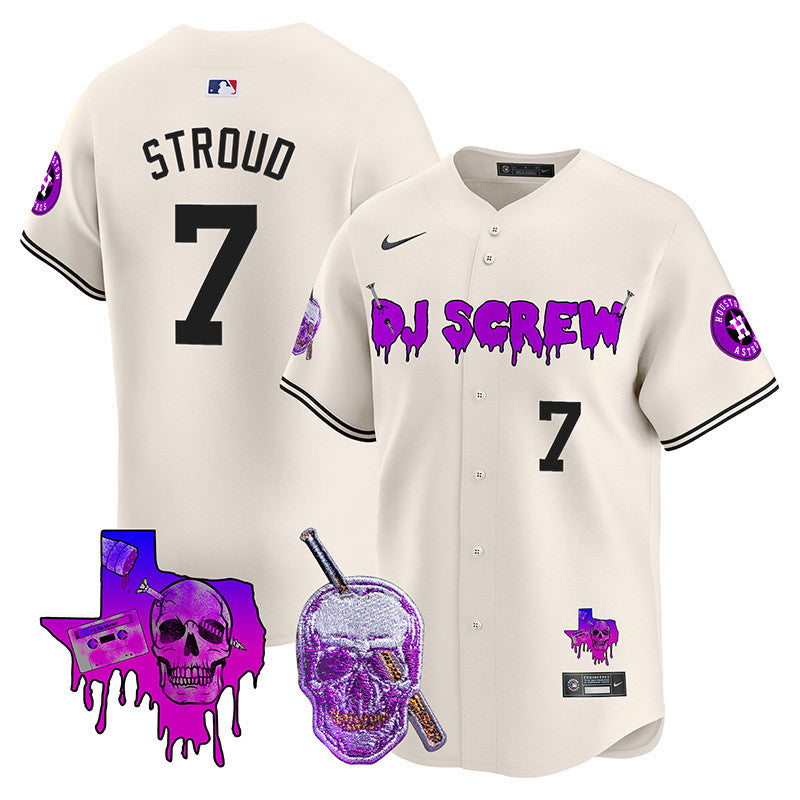 Men's Astros DJ Screw 2024 Vapor Premier Limited Jersey - All Stitched - Cream, CJ Stroud
