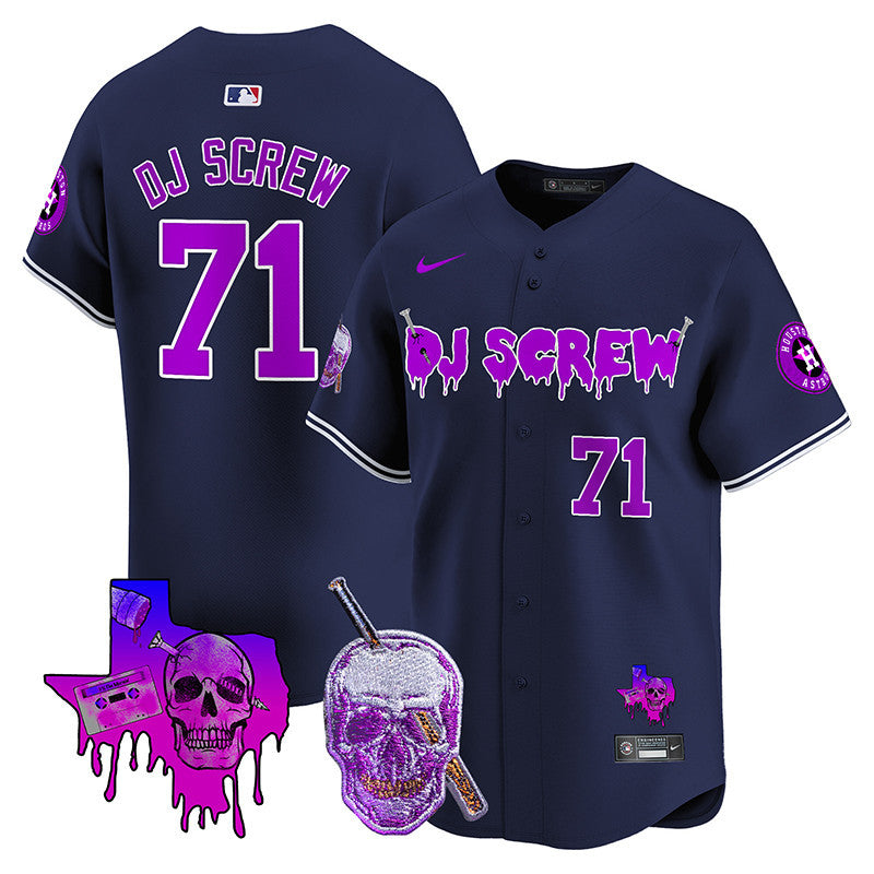 Men's Astros DJ Screw 2024 Vapor Premier Limited Jersey - All Stitched - Navy, Screw 1971