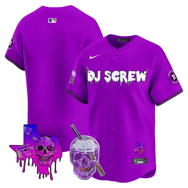 Men's Astros DJ Screw 2024 Vapor Premier Limited Jersey - All Stitched - Purple, Team