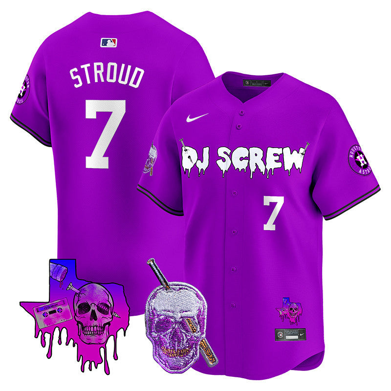 Men's Astros DJ Screw 2024 Vapor Premier Limited Jersey - All Stitched - Purple, CJ Stroud